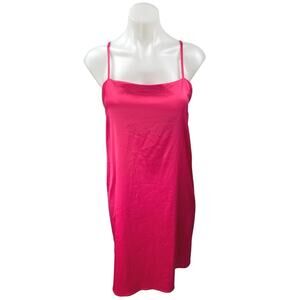 Zara Women's Pink Silk Satin Sleeveless Cami Camisole Mini Slip Tank Dress Sz L